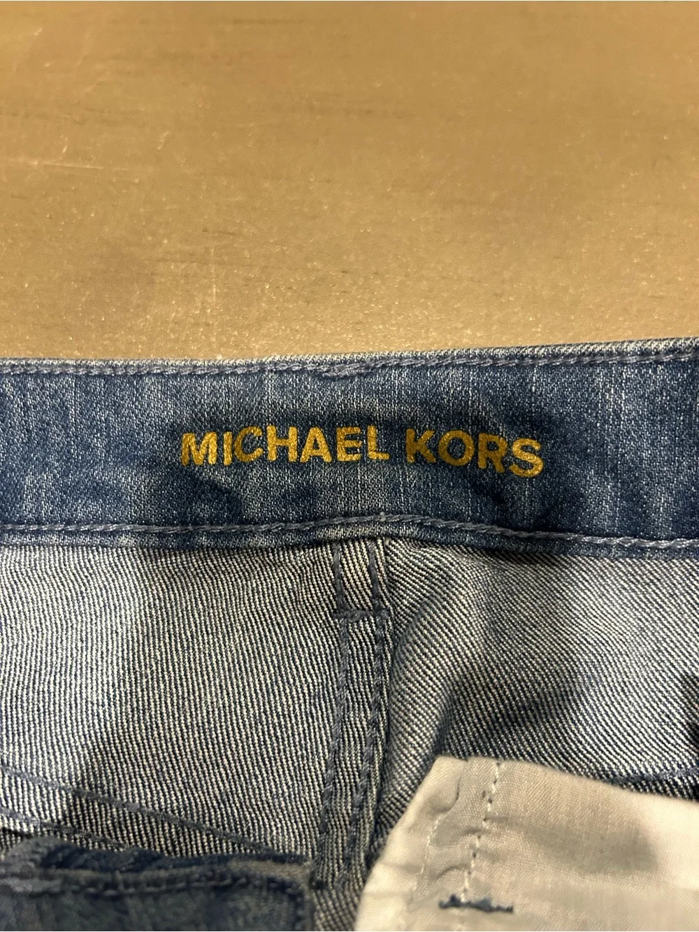 Michael Kors Light Blue Cropped Straight Jeans with Raw Hem